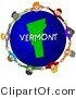 Clip Art of a Vermont Globe with People Holding Hands by Djart